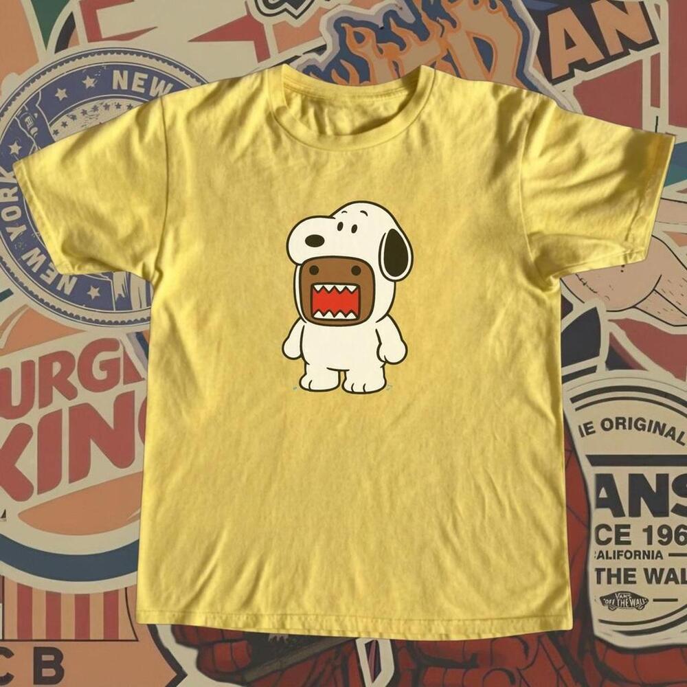 Yellow Snoopy Domo T-Shirt With White Cartoon Dog Graphic